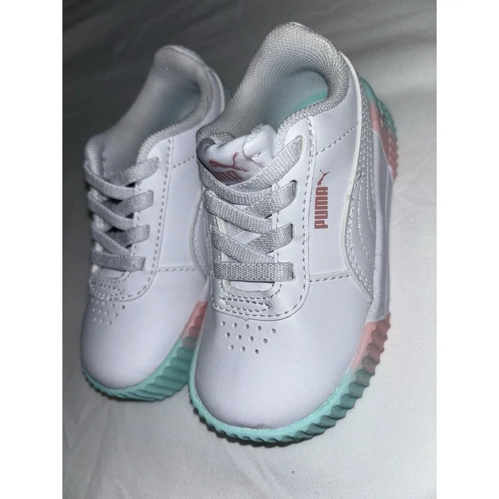 Puma Carina Platform Sneakers White Youth Kids Girls Size‎ 6C